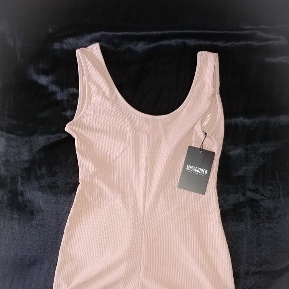 Missguided ribbed onesie romper stretch nude nwt - Picture 5 of 5